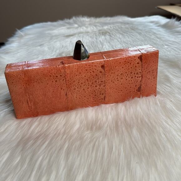 Gail DeLoach Asiaphile Orange Animal Skin Clutch - Picture 7 of 9